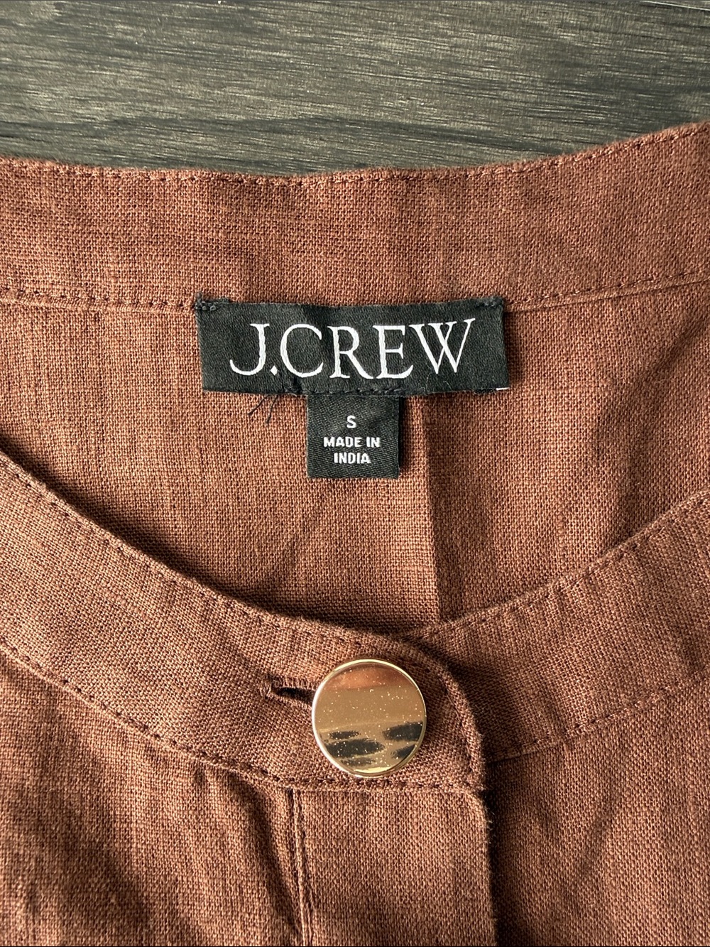 J. Crew Rust Brown Sleeveless Button-Front Mini Dress with Tie Belt - Picture 2 of 4
